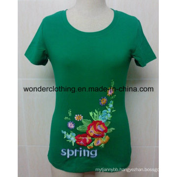 Girl Round Neck Embroidery Wholesale Custom Fashion T-Shirt